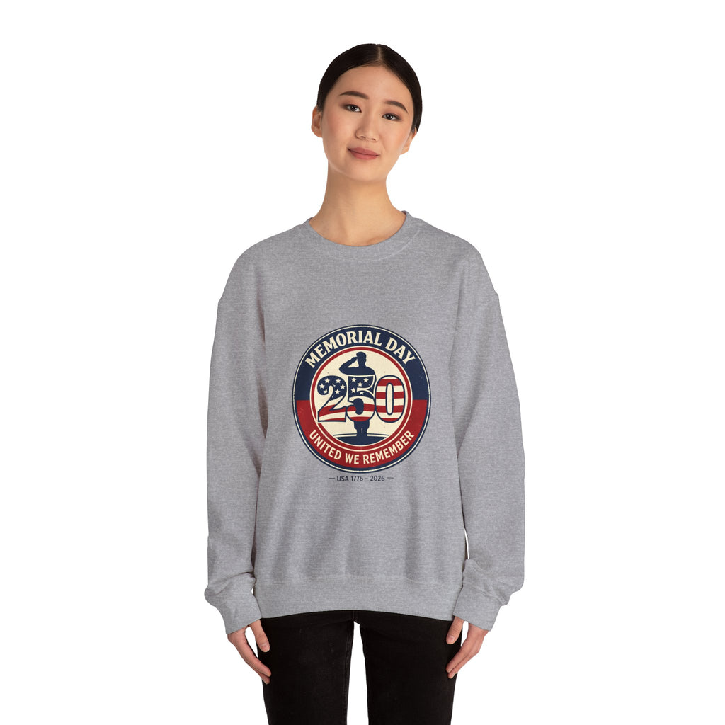 Memorial Day 250 Crewneck Sweatshirt | USA 250, 1776–2026, vintage distressed Americana