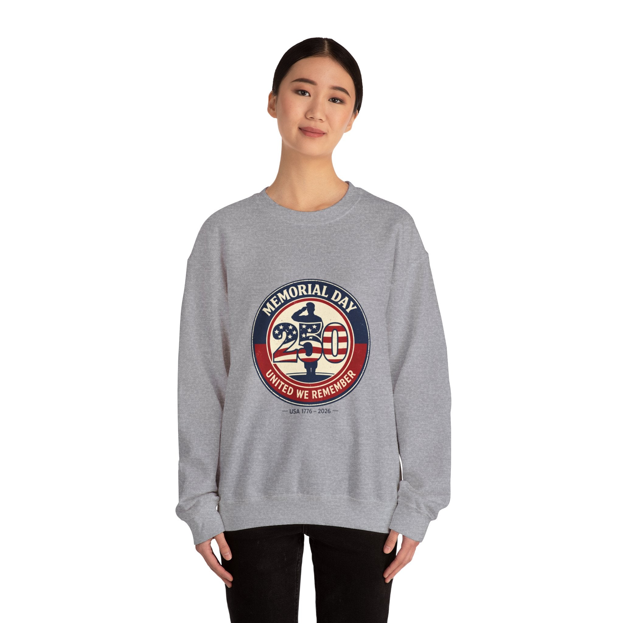 Memorial Day 250 Crewneck Sweatshirt | USA 250, 1776–2026, vintage distressed Americana