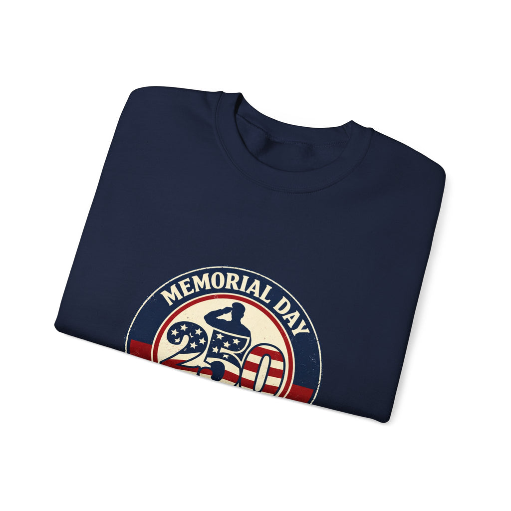 Memorial Day 250 Crewneck Sweatshirt | USA 250, 1776–2026, vintage distressed Americana