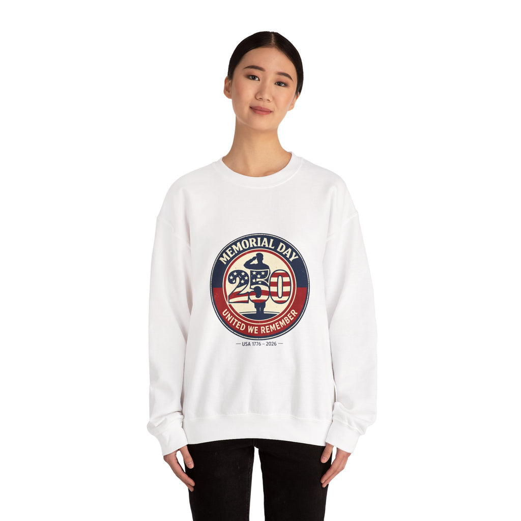 Memorial Day 250 Crewneck Sweatshirt | USA 250, 1776–2026, vintage distressed Americana