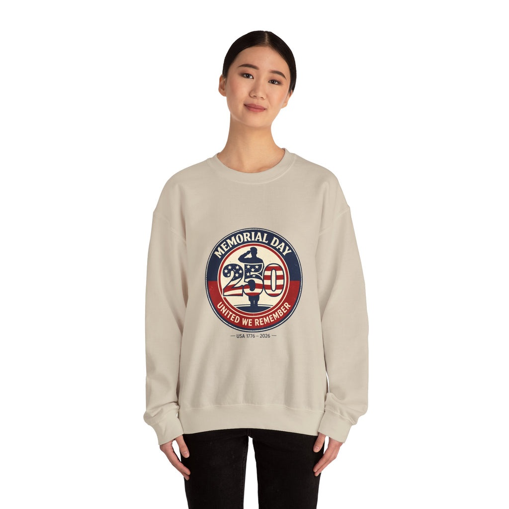Memorial Day 250 Crewneck Sweatshirt | USA 250, 1776–2026, vintage distressed Americana